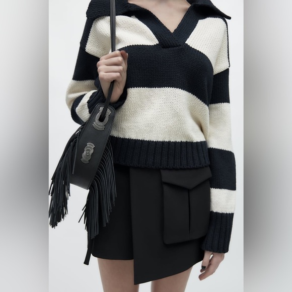 ZARA FRINGED GENUINE LEATHER BUCKET BAG - Picture 5 of 11